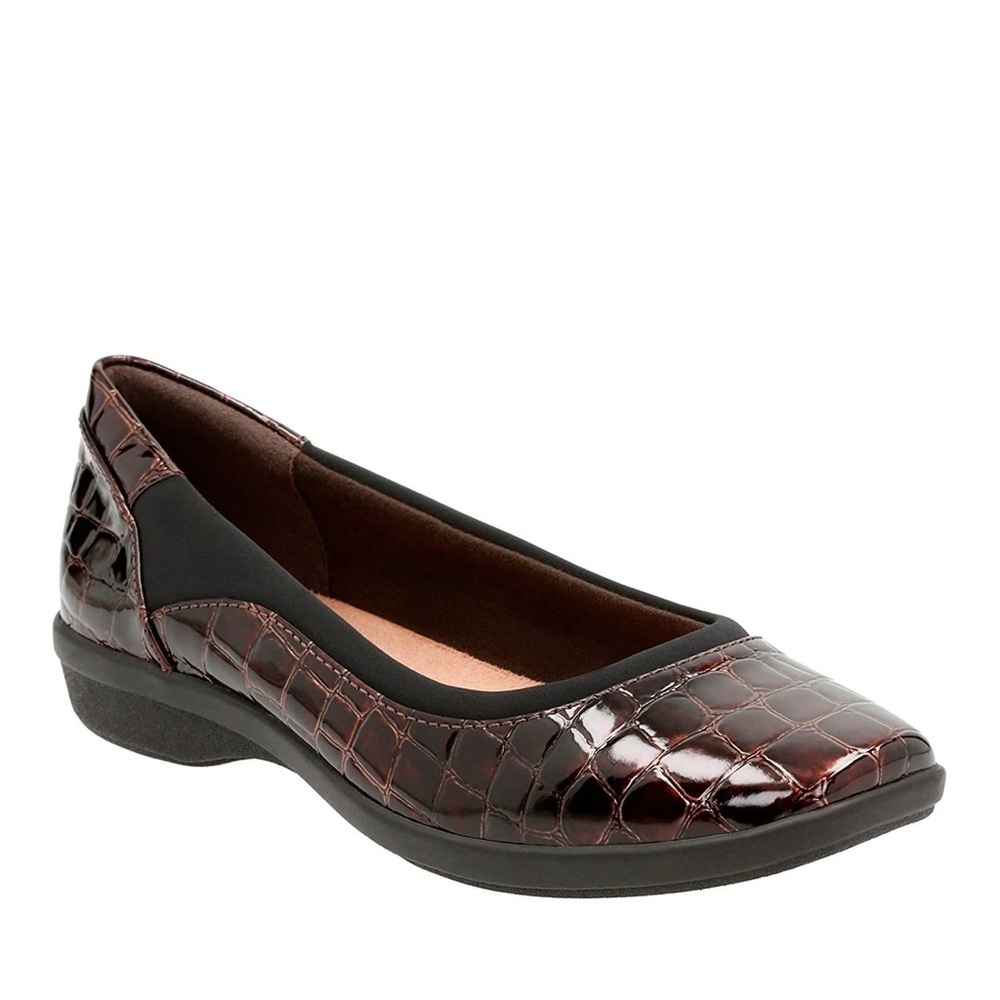 Clarks Black and Brown Croc-Embossed Loafers